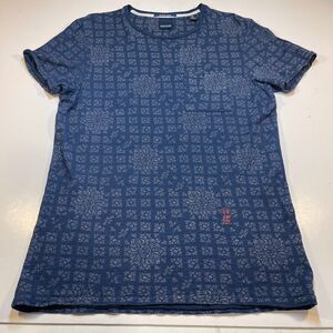 SCOTCH & SODA Blauw Hotel Designer Tee T SHIRT Sz Mens M Blue
